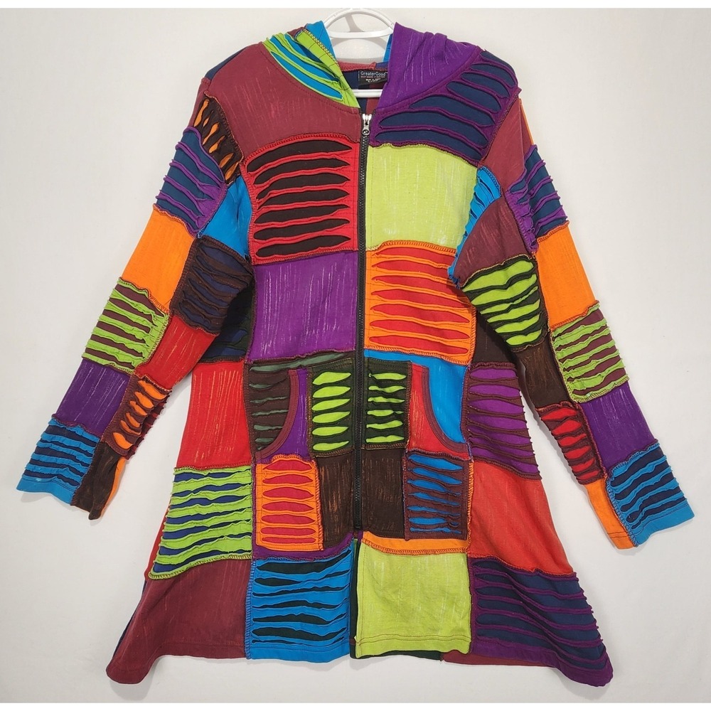 Greater Good Women's Patchwork Multicolor Full Zip‎ Jacket Size L/XL